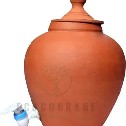ecocourage Handmade Water Pot with Lid & Tap | Natural Clay Matka for Water Storage Bottom Loading Water Dispenser-picture-23