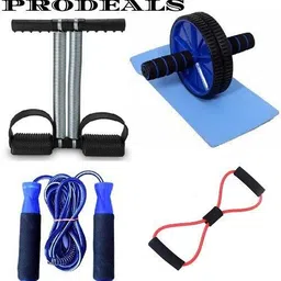 DOUBLE SPRING TUMMY TRIMMER WITH AB WHEEL WITH SKIPPING ROPE AND FIGURE 8 Fitness Accessory Kit Kit-image-46
