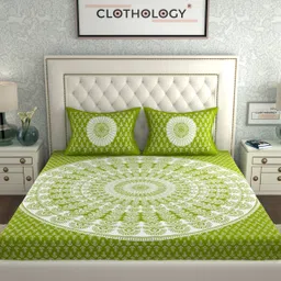 clothology 144 TC Cotton Double Printed Flat Bedsheet image 3