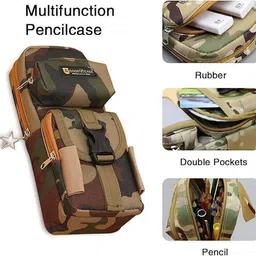 akvanar Military Pencil pouch Compartment Large Stationery School Pencil Pouch Bag 1 Art Artificial Leather Pencil Box-picture-18