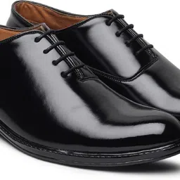 zixer MEN'S HANDCRAFTED SOBER SHINE PATENT PLAIN FORMAL LACEUP SHOES WITH CAP TOE Lace Up For Men image 5