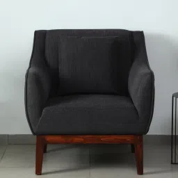 casacraft from pepperfry Amelia Fabric 1 Seater Sofa In Charcoal Grey Colour image 1