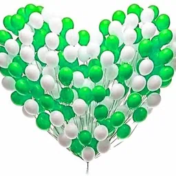 mosclue Solid Hd/Metalic 50 Balloons Green,White For Kids/Adult/Party/Birthday Decoration Balloon image 1