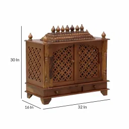 d'dass Honeywood Sheesham & MDF Floor Rested Mandir With Door image 5