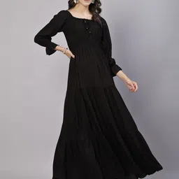aayu Women Maxi Black Full Length Dress image 3