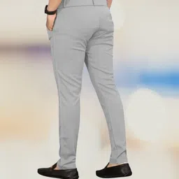 apm apparel Men Regular Fit Grey Lycra Blend Trousers image 2