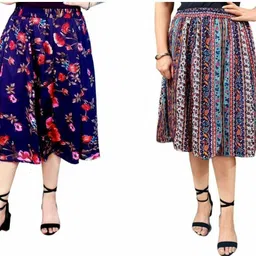 maiyyaa collection Women Printed Flared Multicolor Skirt-picture-26