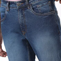 wrogn Men Skinny Mid Rise Blue Jeans image 4