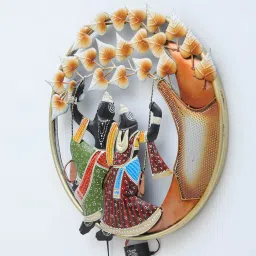 toughcrafts Radha & Krishna Jhula Multicolour Iron Wall Art With LED image 5