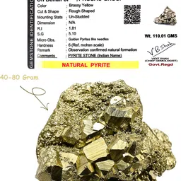 prosac Prosac40 to 80 Gm Pyrite Stone Regular Angular Crystal Stone image 4