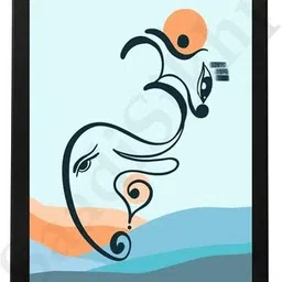 saadisikhi Ganesha Blue Minimalist Line Drawing Indian Hindu God Home Wall Decor Religious Frame-picture-34