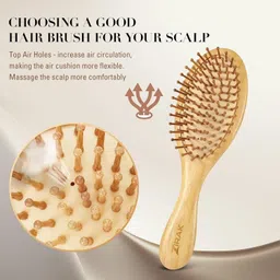 koccido Bamboo Hair Brush with Wooden Bristles for Gentle Detangling, Scalp Massage image 4
