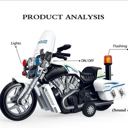 arniyavala 1:12 Police Motorcycle Toy - Pull Back ,Tiny Gift with Music Lighting toy image 3