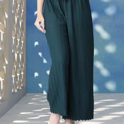 kwsh Women Regular Fit Green Viscose Rayon Trousers-picture-21
