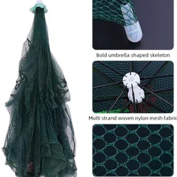 fancyku Foldable Fishing Net 24 Hole Nylon Trap Portable Crab Lobster Basket Cage Trap Fishing Net image 5