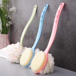 2 in 1 Bath Body Brush with Loofah and Long Handle (MULTI-COLOR)-image-86