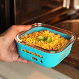 glasafe Mellow Mist Green 520Ml Each Fresh Grip Borosilicate Glass With Protective Silicone Sleeve Lunchbox image 3