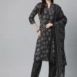 Readiprint Fashions Bandhani Printed Angrakha Sequinned Pure Cotton Kurta Set-picture-28