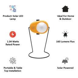 sun king Boom 1.04 Watts LED Solar Lamp (160 Lumens, With a Radio & MP3 Player, SK-321, Yellow/White) image 3