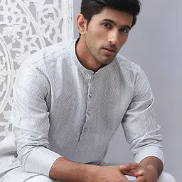 anouk Men Embroidered Silk Blend Straight Kurta-picture-11