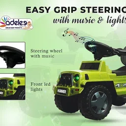 odelee 3 In 1 Manual Push Ride On Hummer Plus Car For Unisex Kids image 2