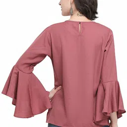 city fashion Casual Regular Sleeves Solid Women Pink Top image 2