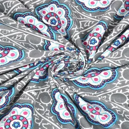 patricko Blue Traditional 220 TC Cotton Double Queen Bedsheet with 2 Pillow Covers image 4