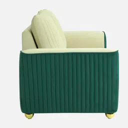 casacraft from pepperfry Elysia Waterproof Velvet 2 Seater Sofa In Cream And Emerald Green Colour image 5
