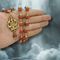 happy creation Most Beautiful Lord Mahadev Dotted Locket Pendant With Mala Gold-plated Brass Pendant image 3