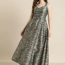 shae by sassafras Women Fit and Flare Green Maxi/Full Length Dress-picture-0