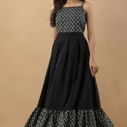 Women Empire Waist Grey Maxi/Full Length Dress-image-0