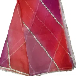 Organza Self Design Multicolor Women Dupatta-image-6