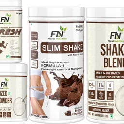 floral nutrition Weight Loss Combo Formula 1, ShakeBlend 500g, Protein 200gm, FFresh Elaichi 50g Nutrition Drink image 1