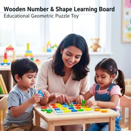 rvanco Wooden Numbers,Shapes & Math Symbols Recognition Puzzle Board,Toy for Toddlers image 3
