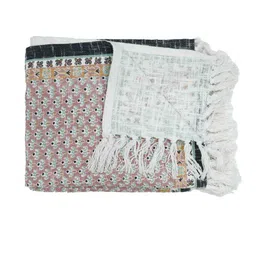 art india Pink Cotton Abstract 62X48 Inches Throw With Fringes image 3
