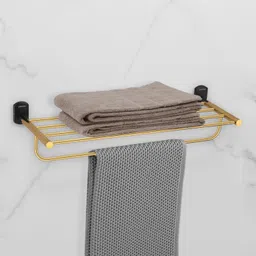 plantex 304 Grade Stainless Steel 24 inch Towel Rack/Towel Hanger for Bathroom (Parv) Gold & Black Towel Holder-picture-22