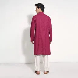 indus route by pantaloons Men Solid Cotton Blend Straight Kurta image 4