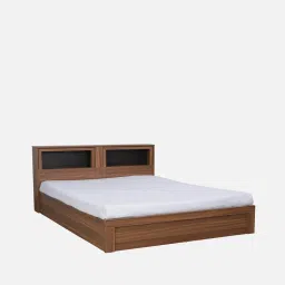 spacewood Kosmo Blaze King Size Bed in Natural Teak Finish with Box Storage & Headboard Storage image 3