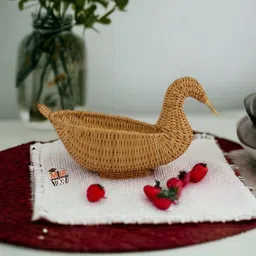 mba tokri vala Duck Wicker Basket/Gift Hamper/ Wooden storage/Fruits&Vegitables Wooden Fruit & Vegetable Basket image 3