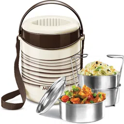 milton New Econa Stainless Tiffin , 2 Tiers of Steel 3 Containers Lunch Box-picture-20