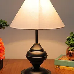 Black Metal Table Lamp with Fabric Shade, B22 holder, Urn, Jute Cone Table Lamp-image-36