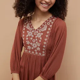 fame forever by lifestyle Women A-line Brown Above Knee/Mid Thigh Length Dress-picture-12