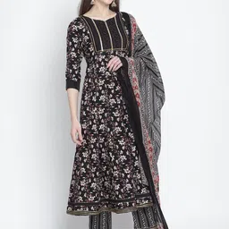 Rajnandini Women Floral Printed Gotta Patti Pure Cotton Kurta & Trouser With Dupatta image 4