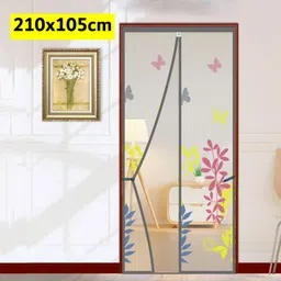 lifekrafts Polyester Adults Washable Door with Magnets | Color Floral Pattern with Background Mosquito Net-picture-12
