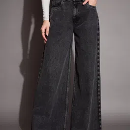 sassafras Women Straight Fit High Rise Black Jeans image 1