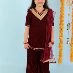 KID1 Girls Velvet Kurti with Palazzos & With Dupatta-picture-42