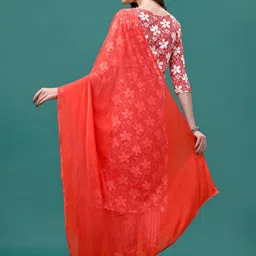 KALINI Floral Printed Regular Straight Kurta With Trousers & Dupatta image 5