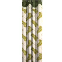 cortina Green Floral Polyester 5 Ft Semisheer Eyelet Window Curtains (Set of 2) image 3