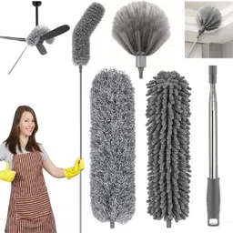 atero Ceiling Cleaning Fan Duster Extendable Long rod & Bendable Duster for High_02 Wet and Dry Duster Set-picture-44