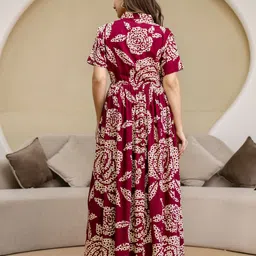 metronaut Women A-line Maroon Maxi/Full Length Dress image 2